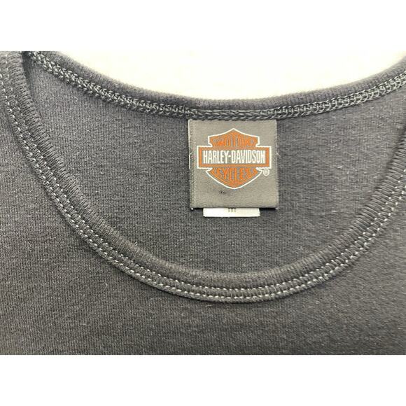 Women’s HARLEY DAVIDSON Tank CRYSTALS On Front & Down Both Sides Doha Qatar Med - Picture 2 of 7